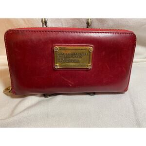 Marc By Marc Jacob’s Red Leather Women’s Zip Around Wallet W7.5” H4” Credit Card